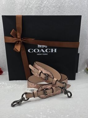 Coach Glitter Metallic Rose Gold Leather Novelty Replacement Strap Gunmetal